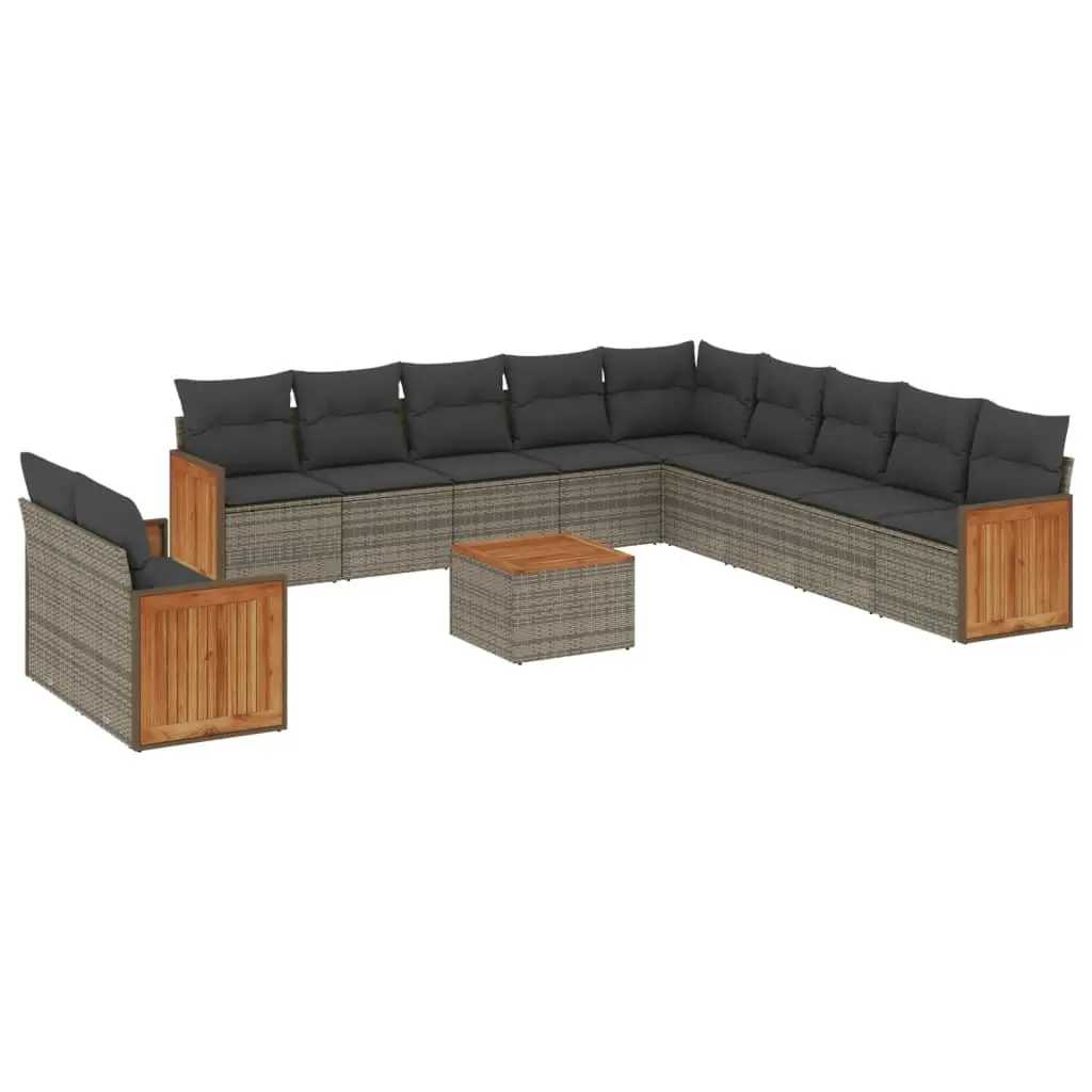 Garden Sofa Set 12 Piece Outdoor Furniture Grey Poly Rattan Patio Modular