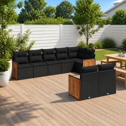 Garden Sofa Set 8 Piece Outdoor Furniture Patio Seating Black Poly Rattan