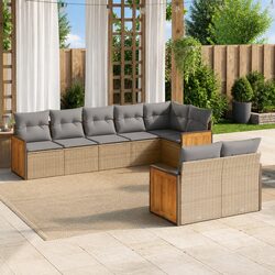 Compact Beige Modular Sofa Set: 8-Piece Outdoor Furniture