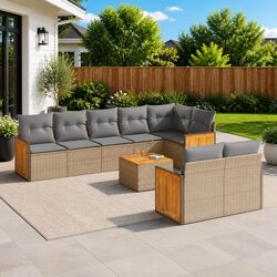 Concise 9 Piece Modular Outdoor Sofa Set for All Spaces