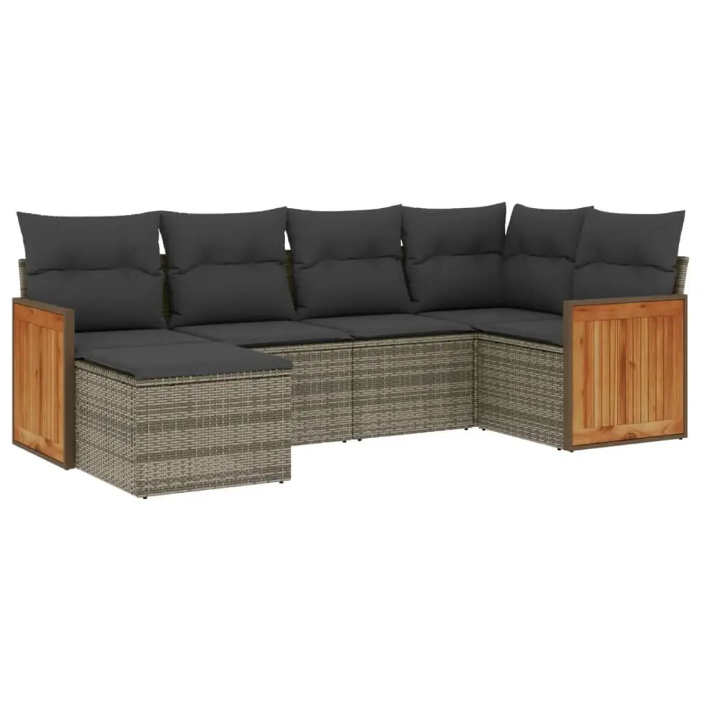 Garden Sofa Set 6 Piece Outdoor Furniture Grey Poly Rattan Modular Patio Lounge