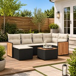 Compact 7 Piece Garden Sofa Set for Outdoor Enjoyment