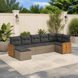Garden Sofa Set 7 Piece Outdoor Furniture Patio Lounge Grey Modular Cushions