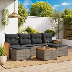 Concise 7 Piece Outdoor Garden Sofa Set in Grey