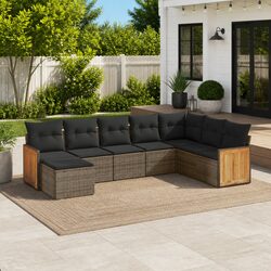 Compact 8-Piece Outdoor Sofa Set in Grey Rattan