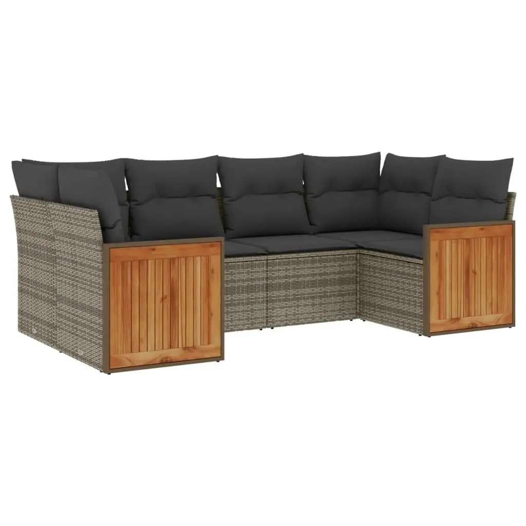 Garden Sofa Set 6 Piece Outdoor Furniture Grey Poly Rattan Modular Patio Seating