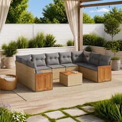 10 Piece Modular Beige Garden Sofa Set