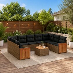 10-Piece Garden Sofa Set with Cushions