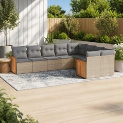 9 Piece Outdoor Modular Sofa Set in Beige