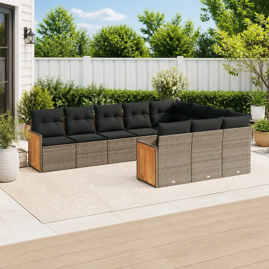 Garden Sofa Set 10 Piece Outdoor Furniture Grey Poly Rattan Modular Patio