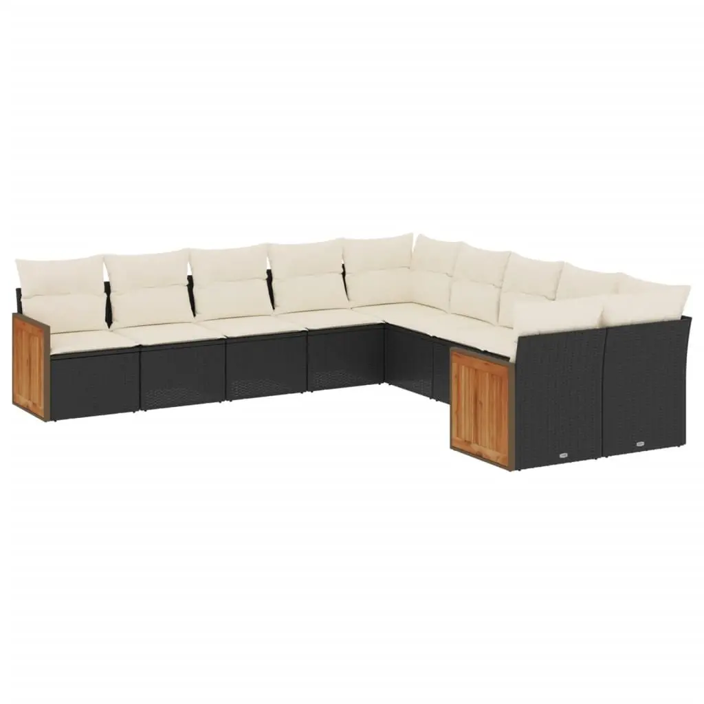 Garden Sofa Set 10 Piece Outdoor Furniture Patio Black Poly Rattan Modular