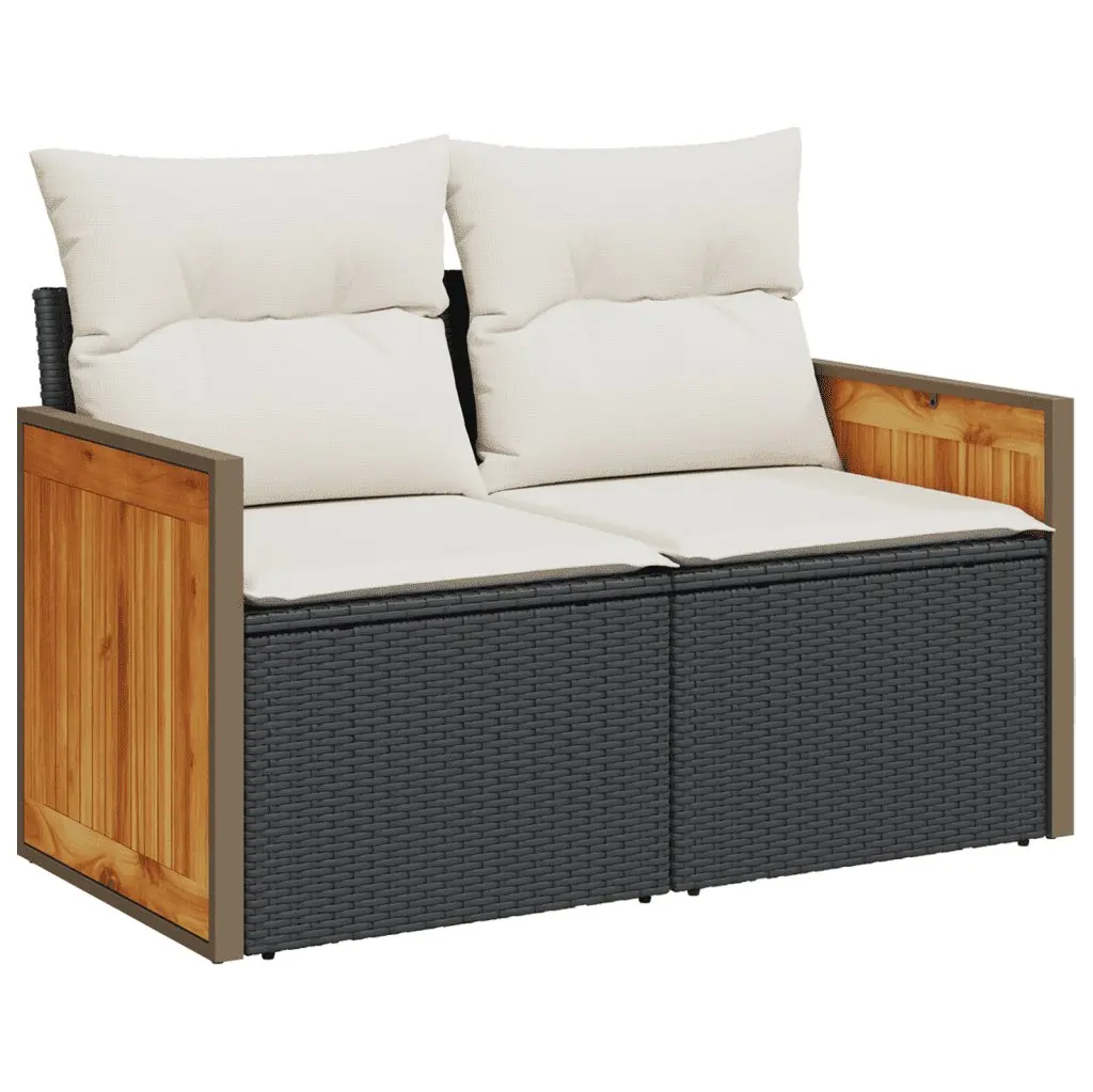 Garden Sofa Set 10 Piece Outdoor Furniture Patio Black Poly Rattan Modular