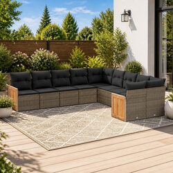 Garden Sofa Set 10 Piece Outdoor Furniture Patio Seating Grey Poly Rattan