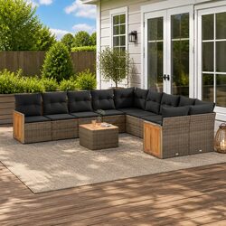 Compact and Stylish 11-Piece Grey Rattan Garden Set