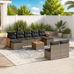 10-Piece Grey Outdoor Sofa Set
