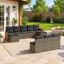 Compact 10 Piece Outdoor Sofa Set for Relaxation