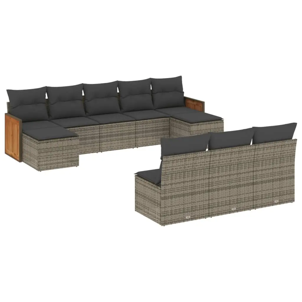 Garden Sofa Set Grey 10 Piece Modular Outdoor Furniture Patio Poly Rattan