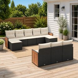 10 Piece Modular Black Garden Sofa Set