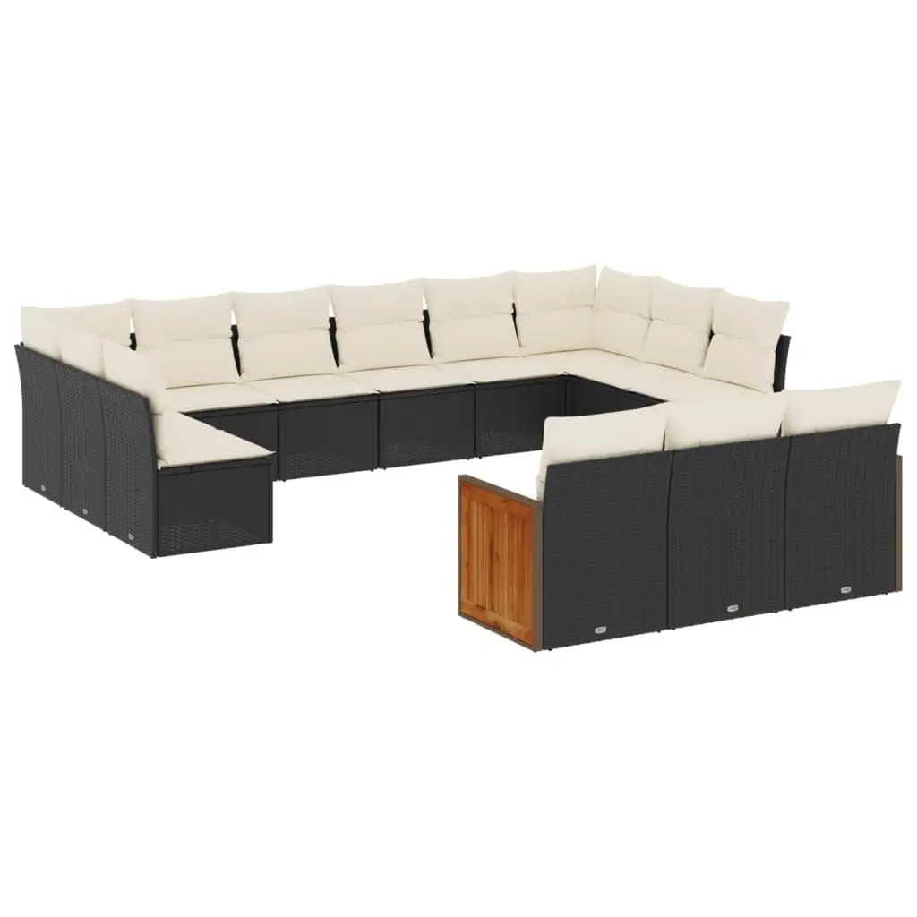 Garden Sofa Set 13 Piece Outdoor Furniture Black Poly Rattan Modular Patio