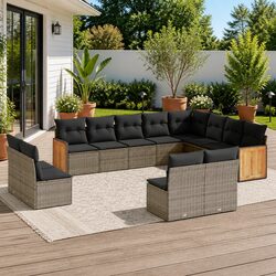 12 Piece Grey Outdoor Sofa Set