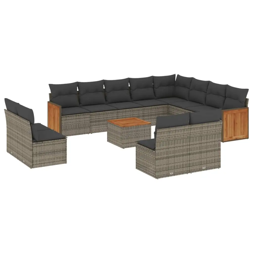 Garden Sofa Set 13 Piece Outdoor Furniture Patio Grey Poly Rattan Modular