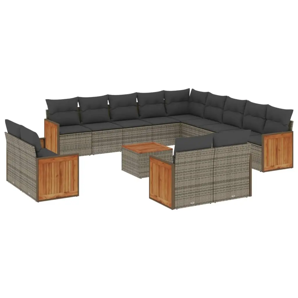 Garden Sofa Set 14 Piece Outdoor Furniture Grey Poly Rattan Modular Patio Lounge