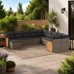 11-Piece Grey Garden Sofa Set for Outdoor Comfort