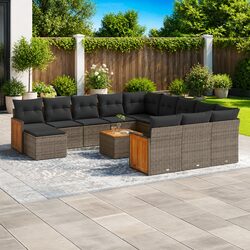 Concise 13 Piece Grey Garden Sofa Set Overview