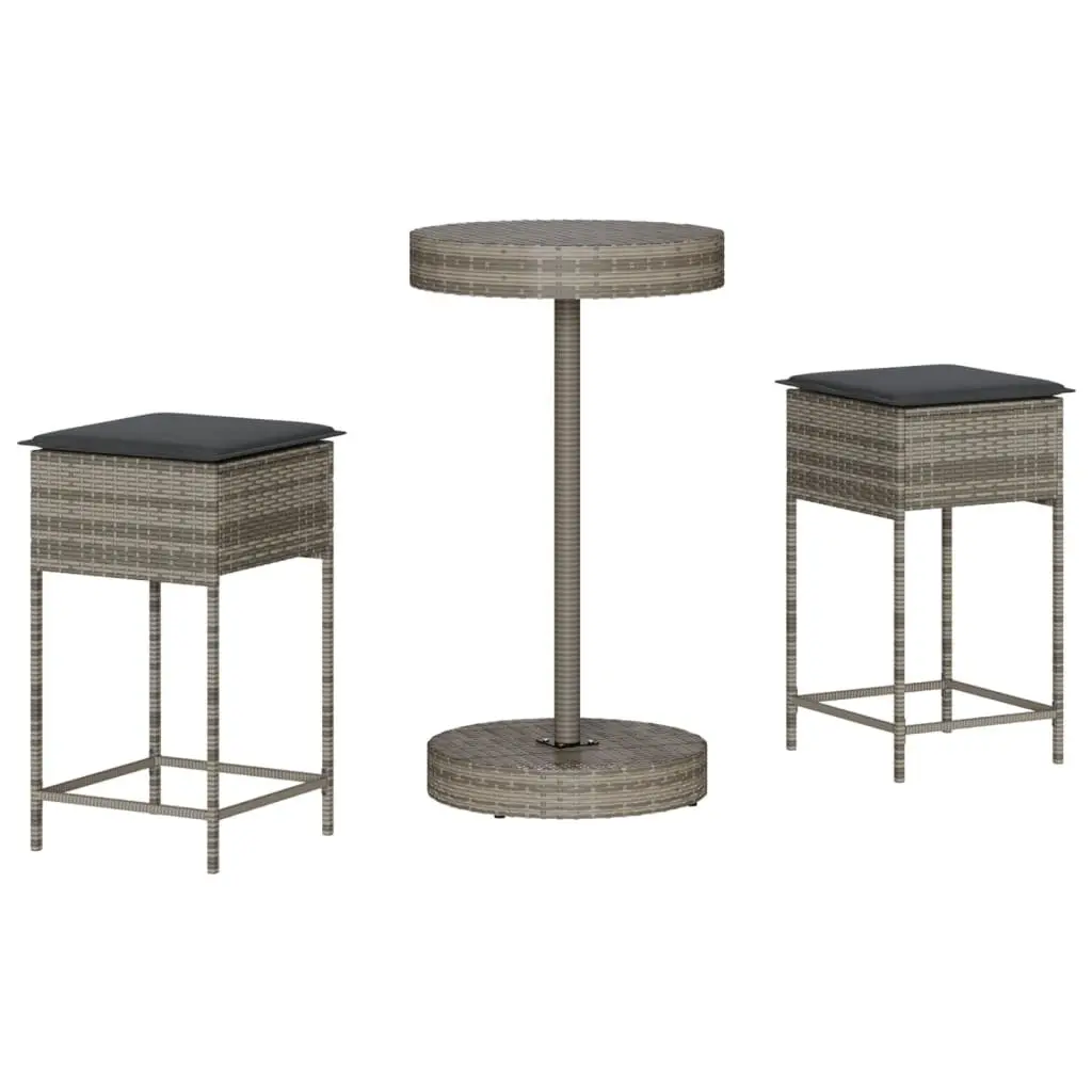 Grey Garden Bar Set with Cushions