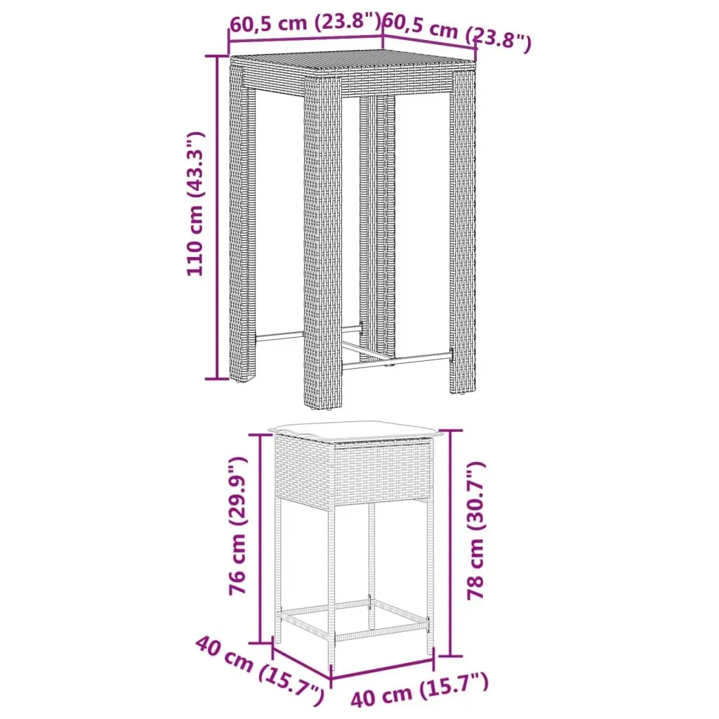 3-Piece Garden Bar Set for Outdoor Enjoyment
