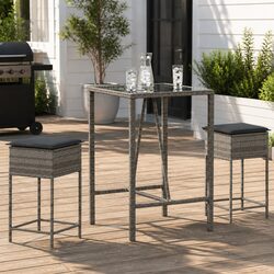 Concise 3 Piece Grey Garden Bar Set Overview