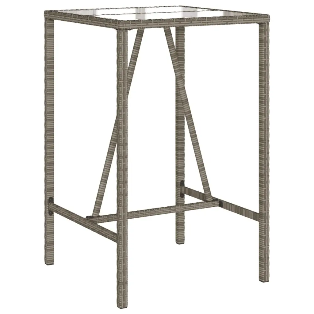 3 Piece Garden Bar Set Grey Outdoor Furniture Patio Dining Table Chairs Cushions