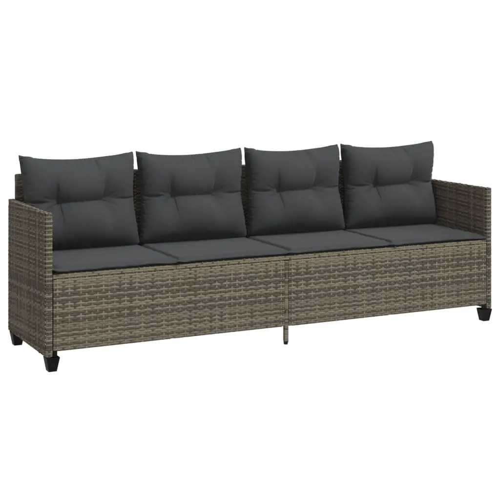 5 Piece Garden Sofa Set with Cushions Grey Outdoor Patio Furniture Rattan