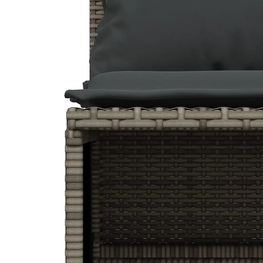 5 Piece Outdoor Garden Sofa Set with Retractable Canopy Grey Poly Rattan