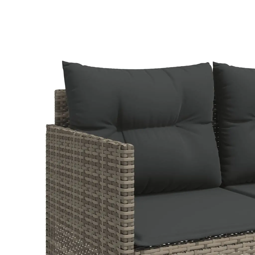 Garden Sofa Set Grey 5 Piece Outdoor Furniture Poly Rattan with Cushions