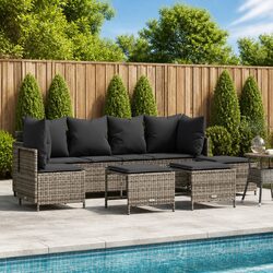 5 Piece Grey Outdoor Sofa Set with Cushions