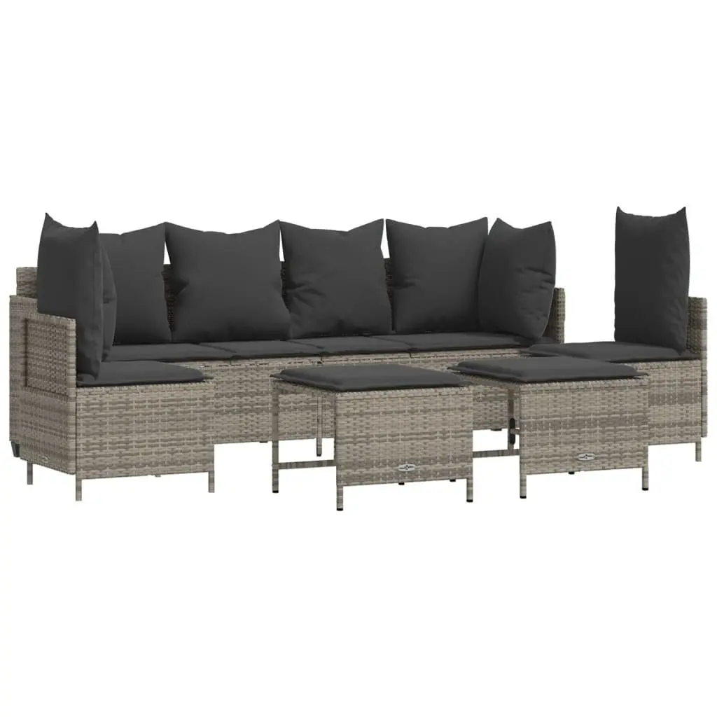 5 Piece Grey Outdoor Sofa Set with Cushions