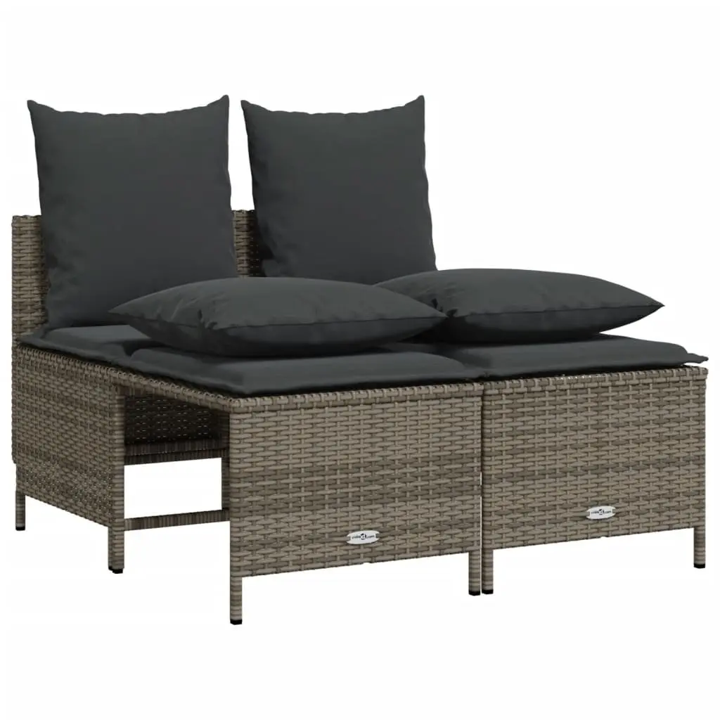 5 Piece Grey Outdoor Sofa Set with Cushions