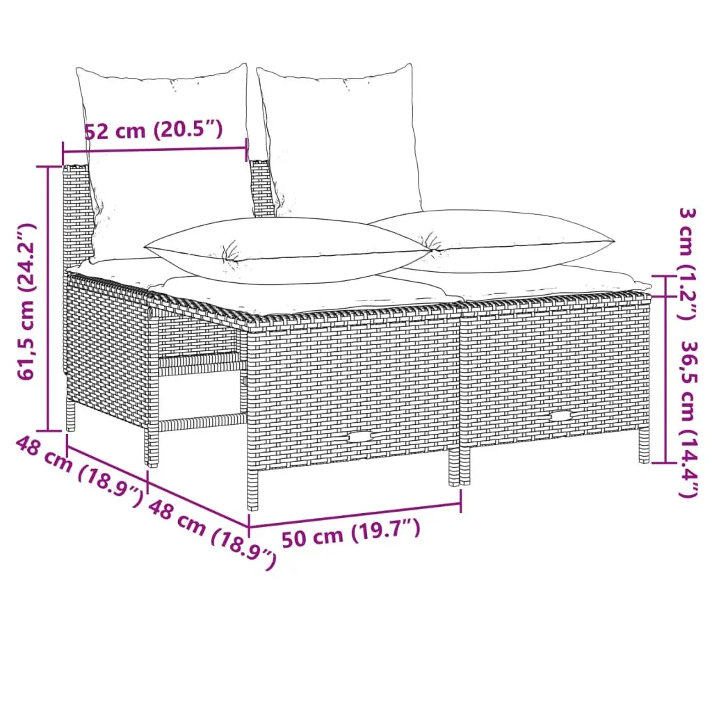 5 Piece Grey Outdoor Sofa Set with Cushions