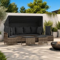 Confidently Relax with Our 5 Piece Grey Garden Sofa Set