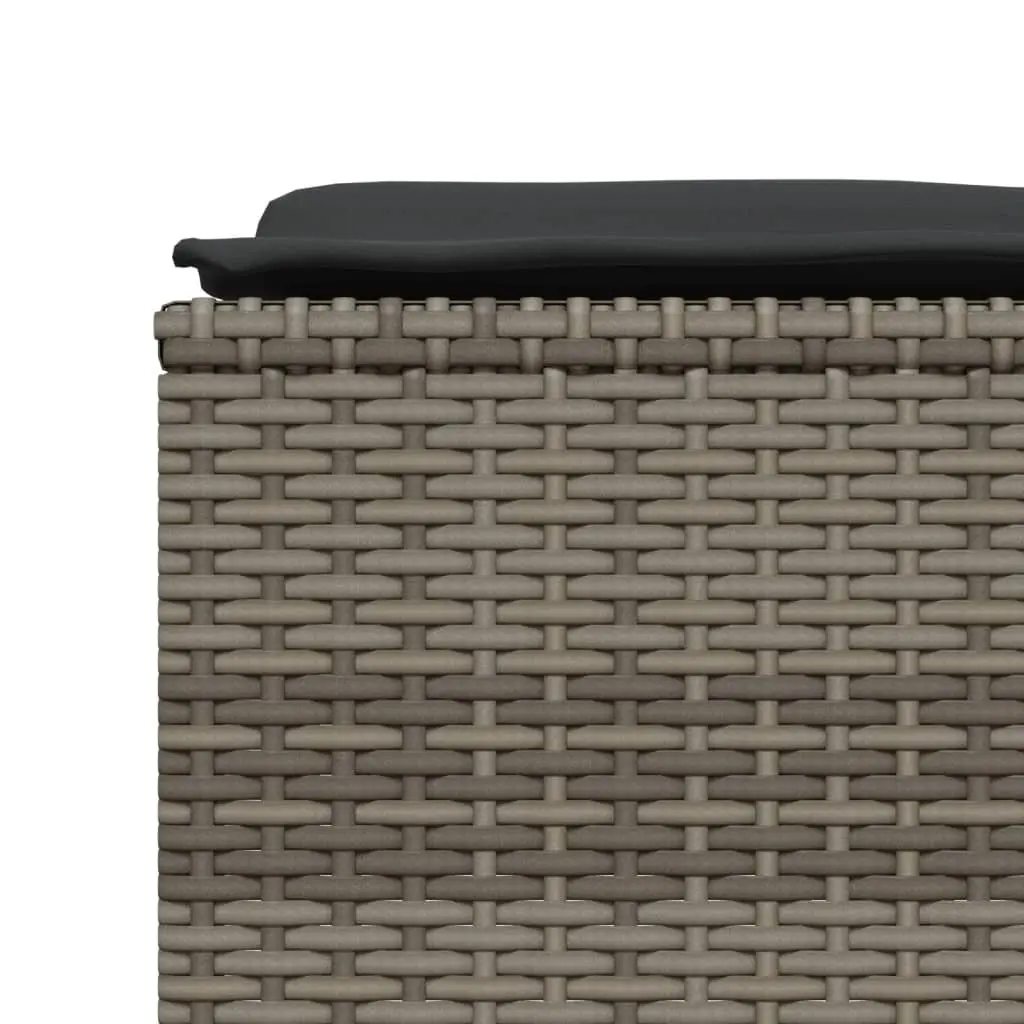 5 Piece Garden Sofa Set Grey Rattan Adjustable Backrest Footrest