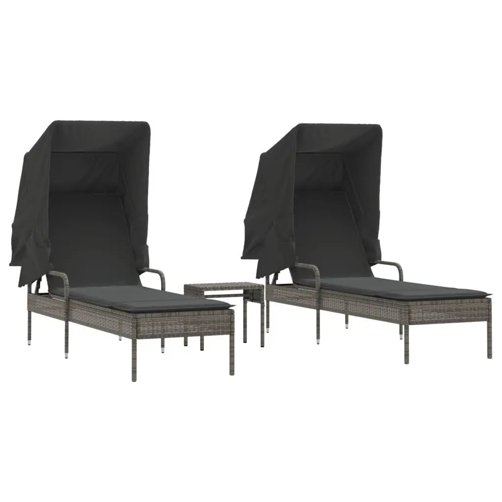 Sun Loungers with Canopy and Tea Table Included