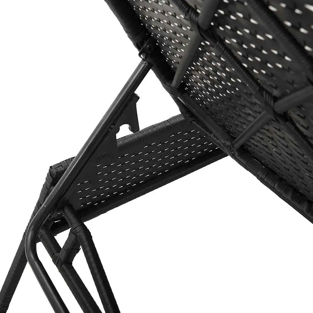 Sun Loungers Black 2 pcs Adjustable Backrest and Footrest with Thick Cushions Outdoor Garden Furniture