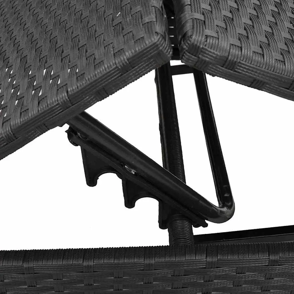 Sun Loungers Black 2 pcs Adjustable Backrest and Footrest with Thick Cushions Outdoor Garden Furniture