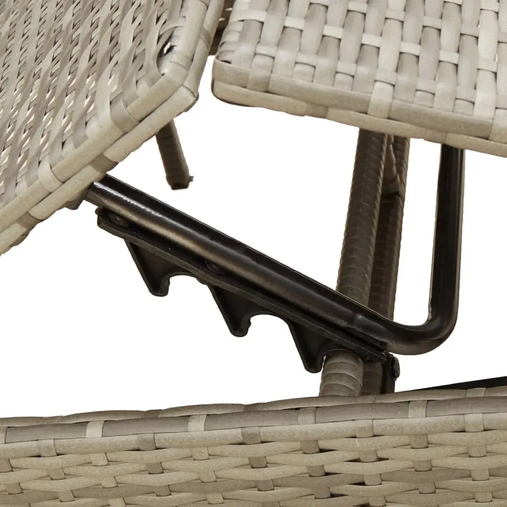 Sun Loungers Grey 2 pcs Adjustable Backrest Footrest Thickly Padded Cushions