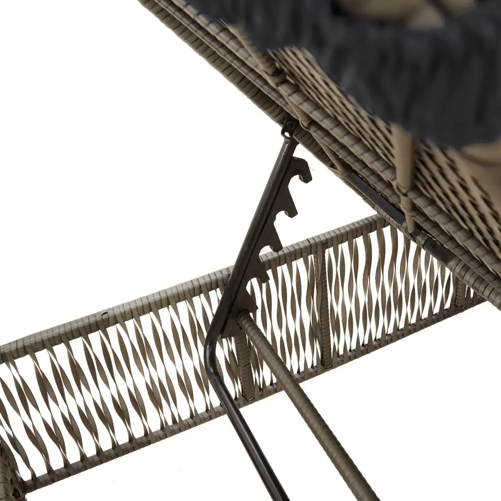 Sun Loungers Grey 2 Piece Outdoor Garden Reclining Chairs Adjustable Backrest Padded Cushions