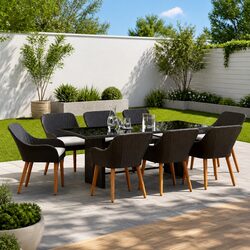 Compact 9-Piece Garden Dining Set for Easy Use