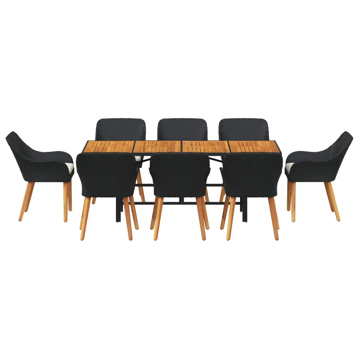 Garden Dining Set 9 Pieces Outdoor Furniture Black Poly Rattan Table Chairs