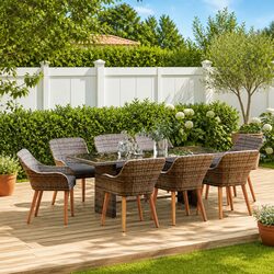 Comfortable Outdoor 9-Piece Dining Set for Garden and Patio