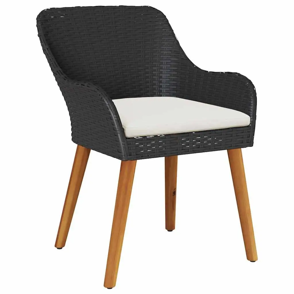 Garden Dining Set Black 3 Piece Outdoor Furniture Poly Rattan Chair Table